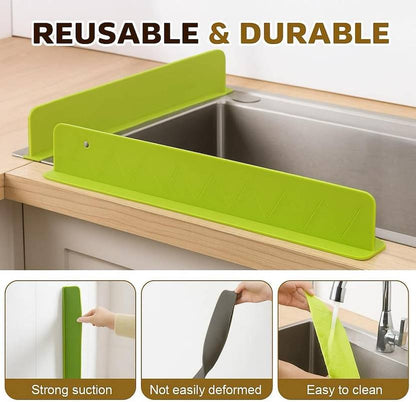 Anti - Splash Sink Splash Guard with Flexible Silicone Design – Water Stopper for Kitchen & Bathroom Sinks - Saadiq.pk