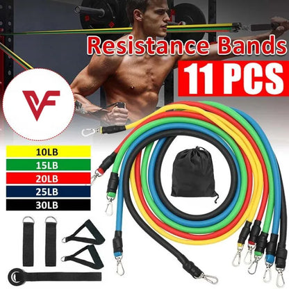 Resistance Bands 11‑Piece Set | Full Body Workout & Home Gym Training Kit