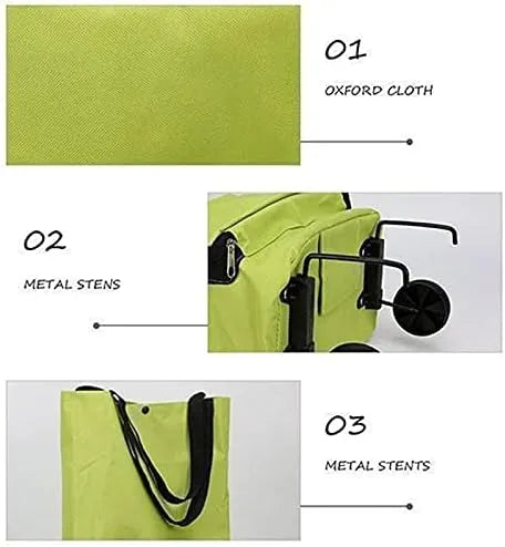 Foldable Rolling Shopping Bag with Wheels – Reusable Large Capacity Grocery Tote