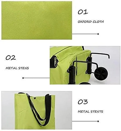 Foldable Rolling Shopping Bag with Wheels – Reusable Large Capacity Grocery Tote