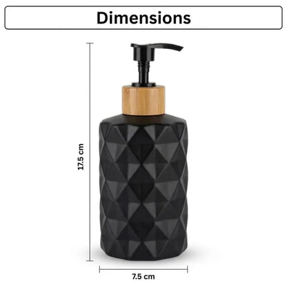 Black Glass Soap Dispenser with Bamboo Pump