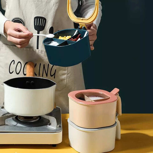 4 Grid Masala Box with Spoons – Spice Storage Organizer