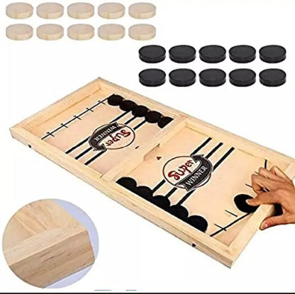 Pucket Game Wooden Sling Puck Board Game – Fast-Paced Family Game
