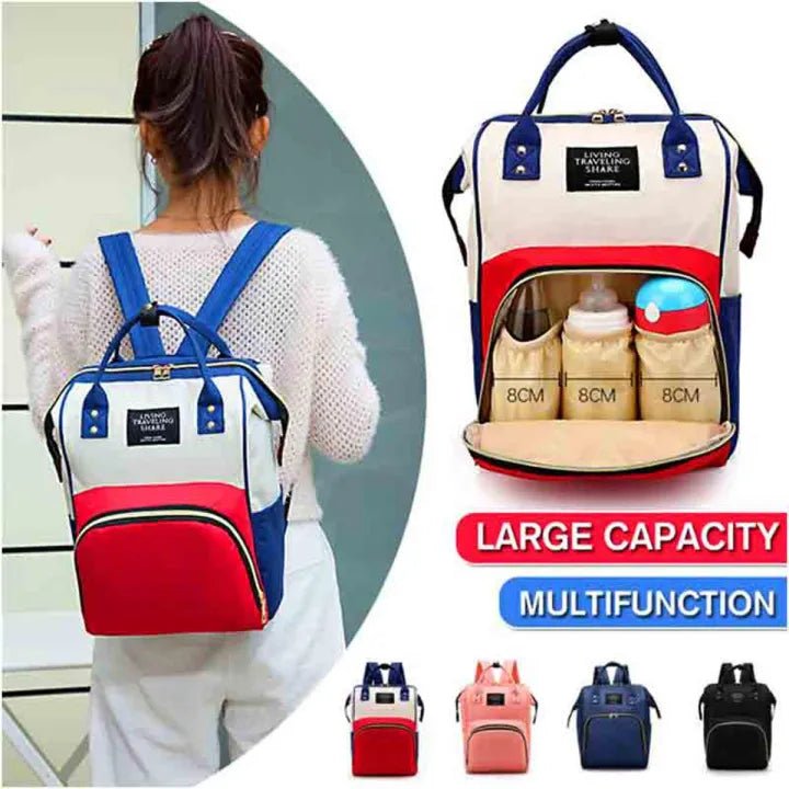 Baby Care Mummy Bag – Large Capacity Travel Diaper Backpack with Insulated Bottle Pockets - Saadiq.pk