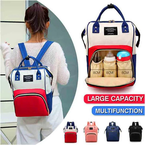 Baby Care Mummy Bag – Large Capacity Travel Diaper Backpack with Insulated Bottle Pockets - Saadiq.pk