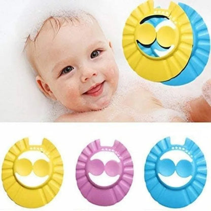 Baby Shampoo Bath Cap – Soft EVA Adjustable Hair Wash Protection Hat for Kids - Saadiq.pk