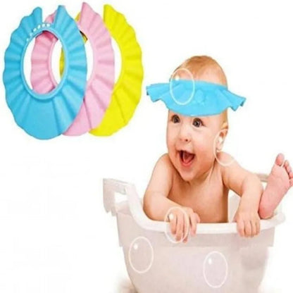 Baby Shampoo Bath Cap – Soft EVA Adjustable Hair Wash Protection Hat for Kids - Saadiq.pk