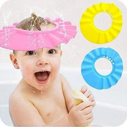 Baby Shampoo Bath Cap – Soft EVA Adjustable Hair Wash Protection Hat for Kids - Saadiq.pk