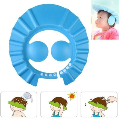Baby Shampoo Bath Cap – Soft EVA Adjustable Hair Wash Protection Hat for Kids - Saadiq.pk