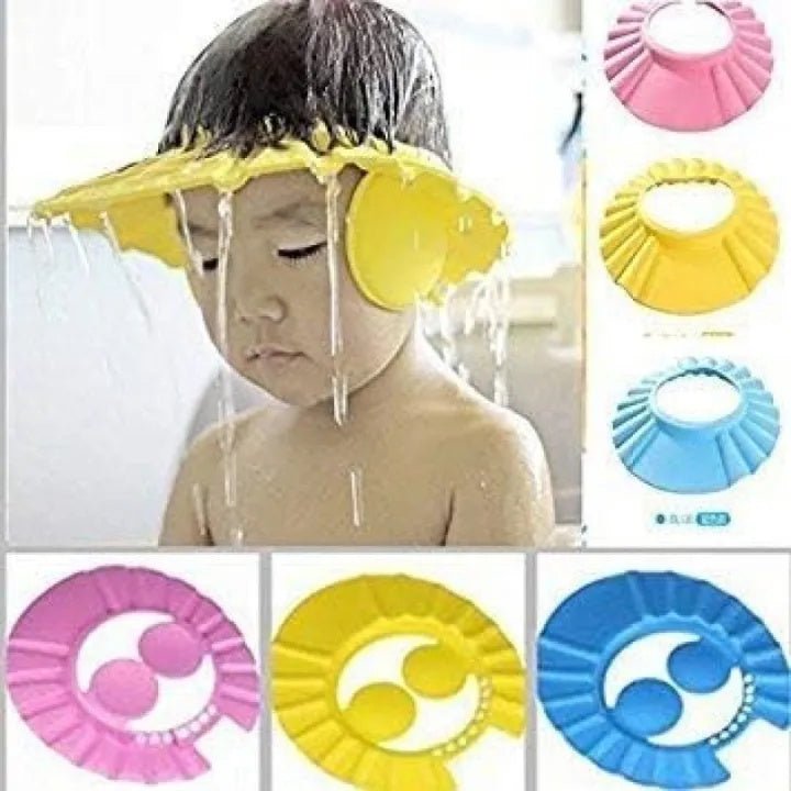 Baby Shampoo Bath Cap – Soft EVA Adjustable Hair Wash Protection Hat for Kids - Saadiq.pk
