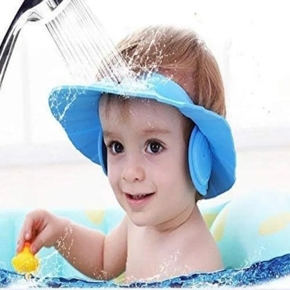 Baby Shampoo Bath Cap – Soft EVA Adjustable Hair Wash Protection Hat for Kids - Saadiq.pk