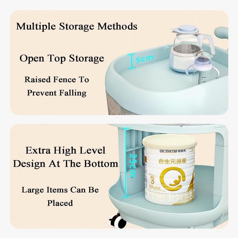 Baby Supplies Multi - Purpose Trolley | Portable Nursery Storage Organizer | 4 Layer - Saadiq.pk