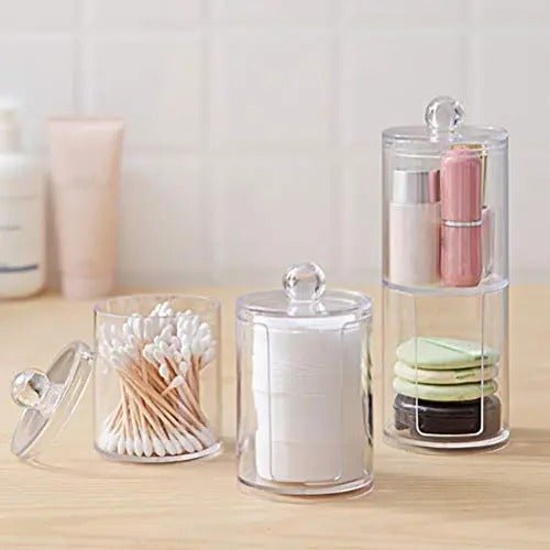 Bamboo Makeup Cotton Swabs Organizer – Eco - Friendly Storage Box with Lid - Saadiq.pk