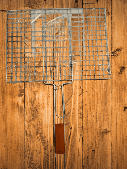 BBQ Stainless Steel Hand Grill – Non - Stick Portable Grilling - Saadiq.pk