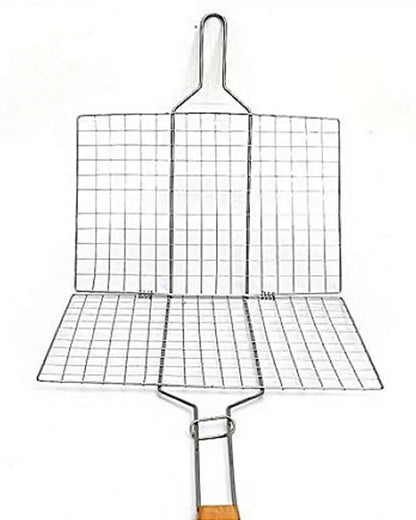 BBQ Stainless Steel Hand Grill – Non - Stick Portable Grilling - Saadiq.pk