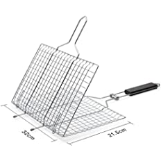 BBQ Stainless Steel Hand Grill – Non - Stick Portable Grilling - Saadiq.pk