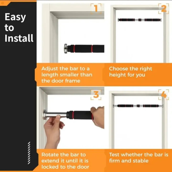 Adjustable Doorway Pull Up Bar | No Drill Home Gym Exercise Bar (62-100cm)