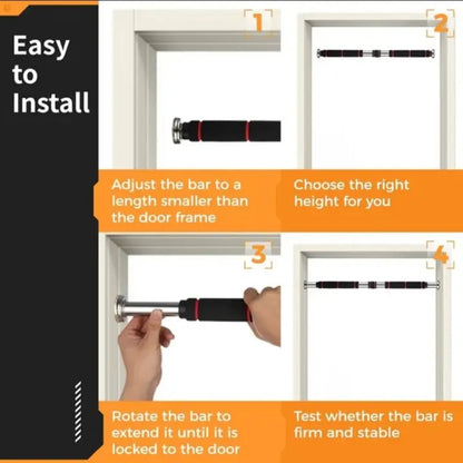 Adjustable Doorway Pull Up Bar | No Drill Home Gym Exercise Bar (62-100cm)