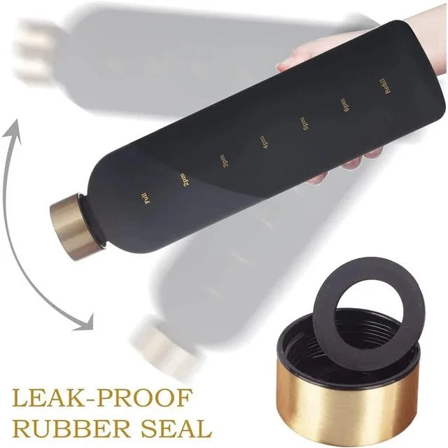 Frosted 1 Liter Water Bottle with Time Markers | Leakproof Motivational Water Bottle for Daily Hydration