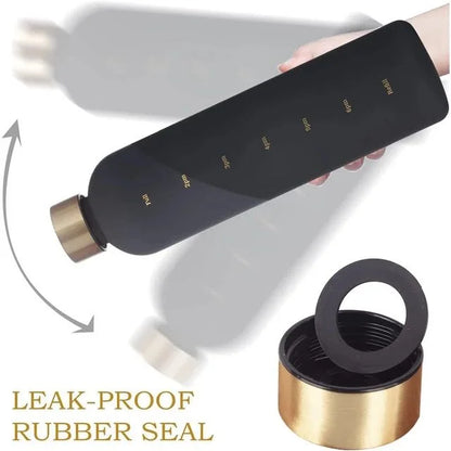 Frosted 1 Liter Water Bottle with Time Markers | Leakproof Motivational Water Bottle for Daily Hydration