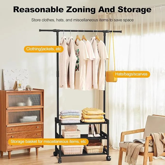Multifunctional Cloth Rack With Wheels