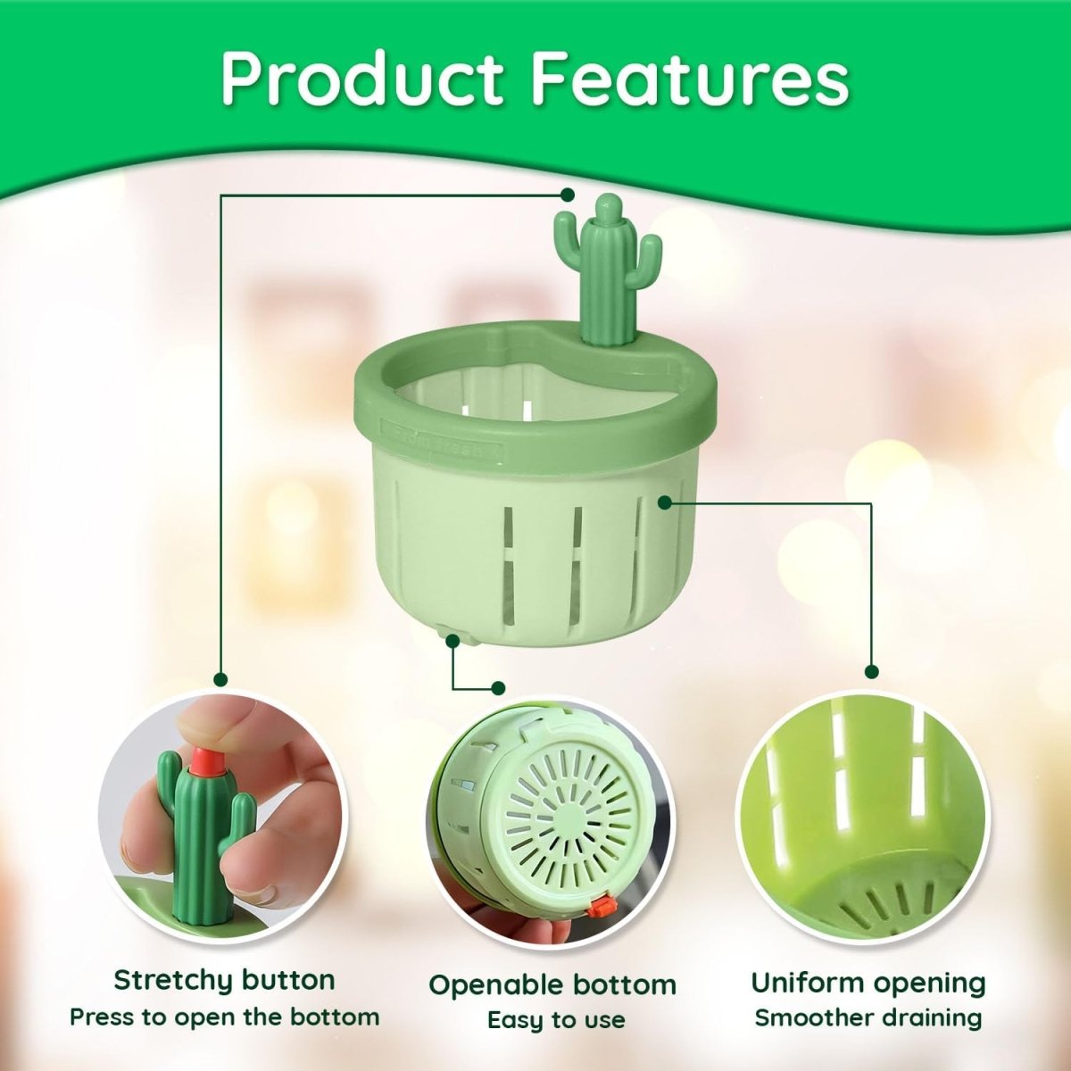 Cactus Sink Drain Basket | Kitchen Sink Strainer with Hands - free Waste Removal - Saadiq.pk