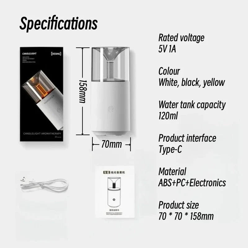 Candle Light Electric Humidifier | Flame Effect Aroma Diffuser for Home & Office - Saadiq.pk