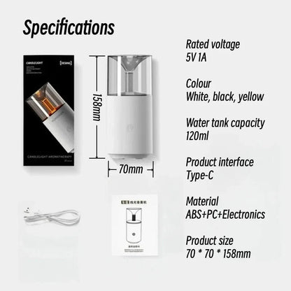 Candle Light Electric Humidifier | Flame Effect Aroma Diffuser for Home & Office - Saadiq.pk