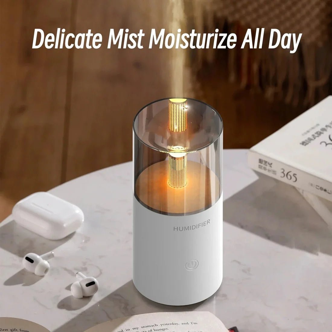 Candle Light Electric Humidifier | Flame Effect Aroma Diffuser for Home & Office - Saadiq.pk