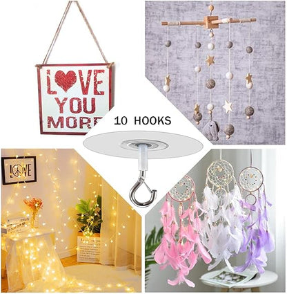 Metal Ceiling Hanging Hooks | Strong Hooks for Wind Chimes, Lamps & Decor(Pack of 2)