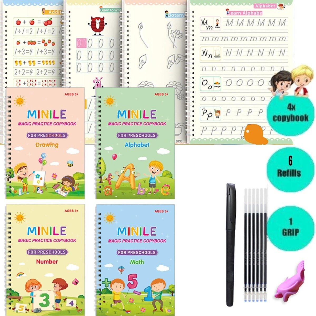 Children Practice Book – Sank Magic Handwriting Skills Copybook Set - Saadiq.pk