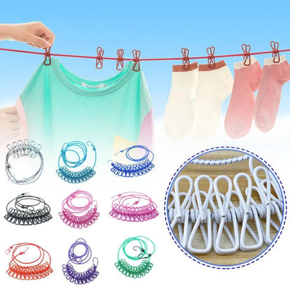 Clothes Drying Rope With 12 Clips - Saadiq.pk