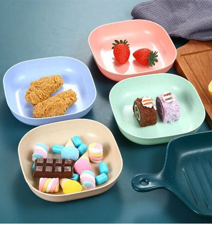 Creative Dish Set – 10 Colorful Plastic Plates, Microwave & Dishwasher Safe - Saadiq.pk