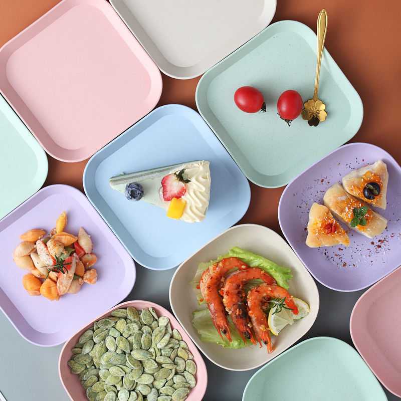 Creative Dish Set – 10 Colorful Plastic Plates, Microwave & Dishwasher Safe - Saadiq.pk