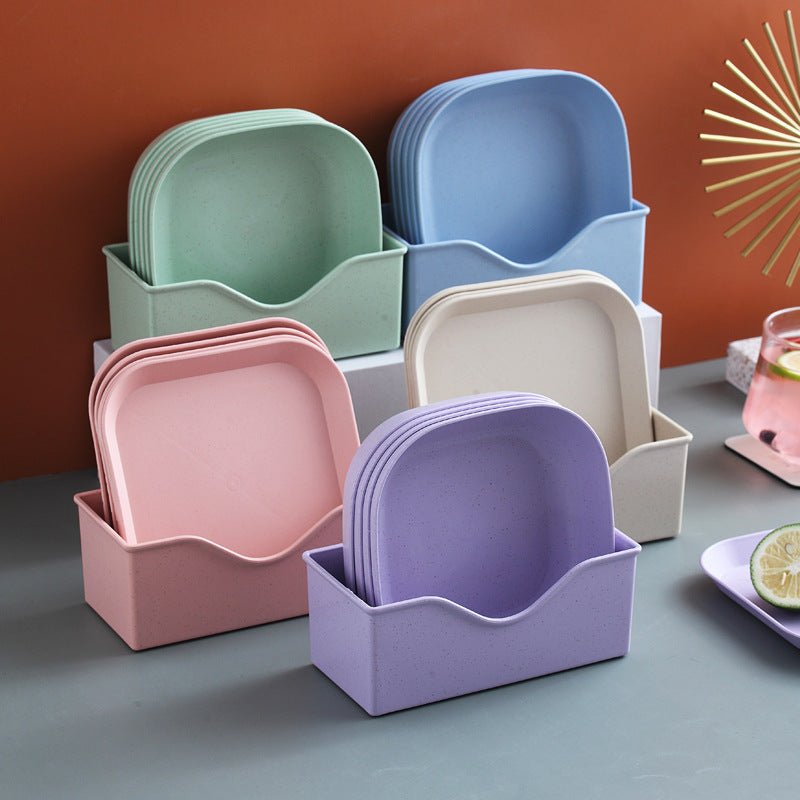 Creative Dish Set – 10 Colorful Plastic Plates, Microwave & Dishwasher Safe - Saadiq.pk