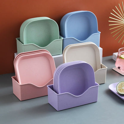 Creative Dish Set – 10 Colorful Plastic Plates, Microwave & Dishwasher Safe - Saadiq.pk