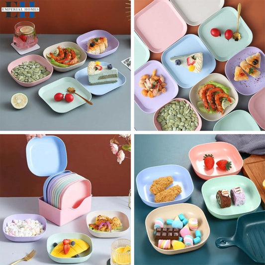 Creative Dish Set – 10 Colorful Plastic Plates, Microwave & Dishwasher Safe - Saadiq.pk