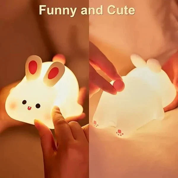 Big Face Rabbit Night Light – Soft Silicone LED Rechargeable Lamp for Kids