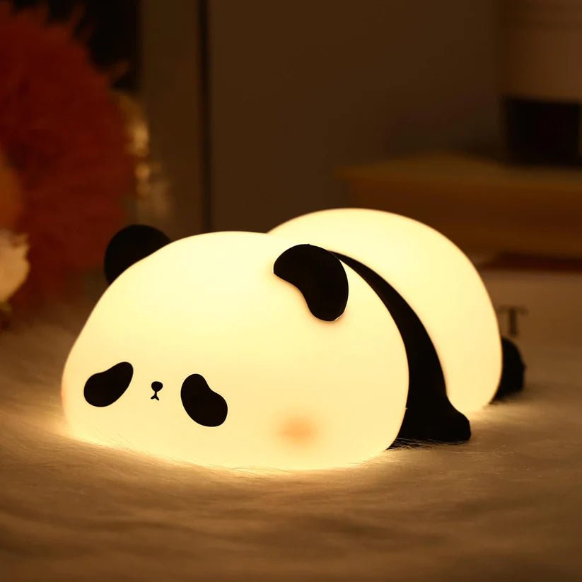 Cute Silicone LED Night Light – USB Rechargeable Touch Control Panda & Bunny Lamp - Saadiq.pk