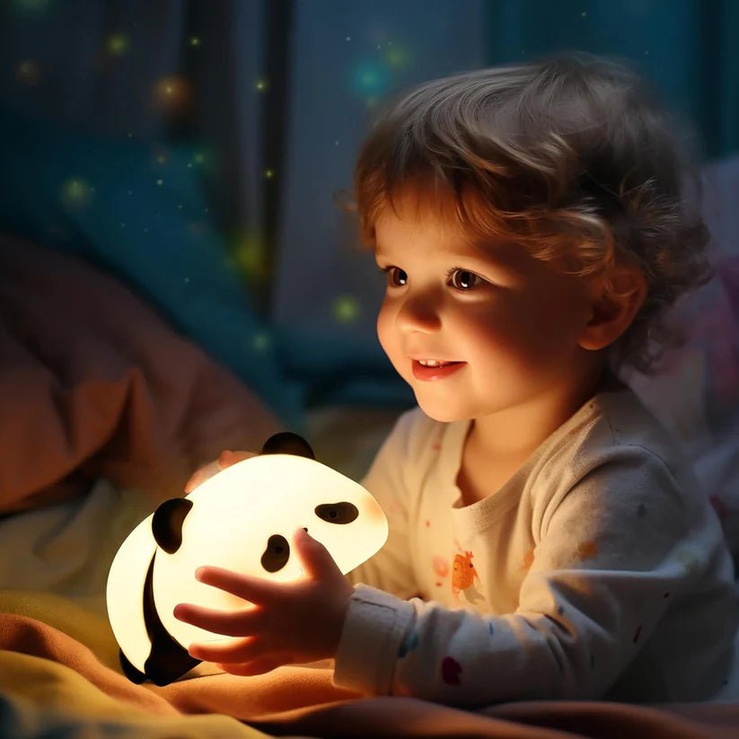 Cute Silicone LED Night Light – USB Rechargeable Touch Control Panda & Bunny Lamp - Saadiq.pk