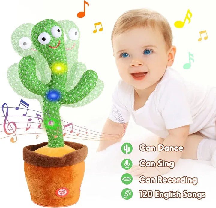 Dancing & Talking Cactus Toy | Singing Mimicking Cactus with Lights | Funny Dancing Plush Toy for Kids - Saadiq.pk