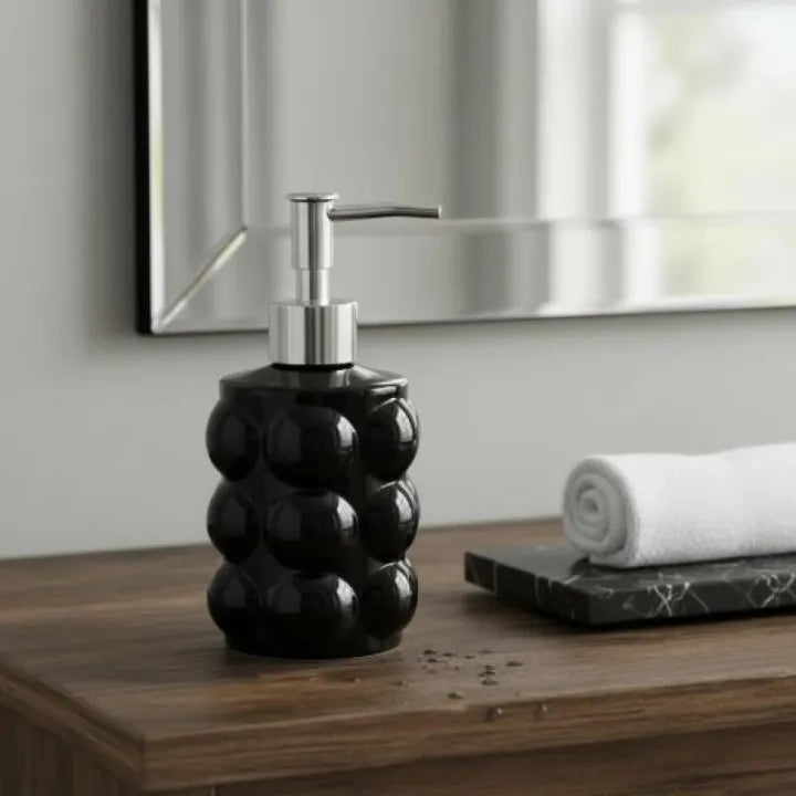 Bubble Texture Glass Soap Dispenser with Plastic Pump