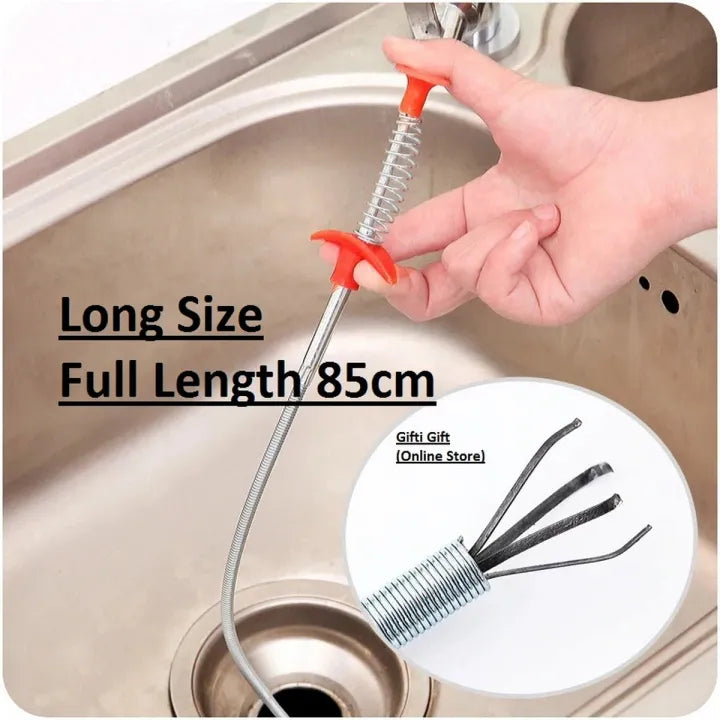 Long Drain Cleaning Tool | 85cm Pipe Snake for Sink, Basin & Bathroom Drains