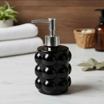 Bubble Texture Glass Soap Dispenser with Plastic Pump