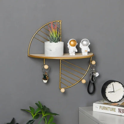 Modern Minimalist Semi-Circular Rectangular Wall Shelf – Creative Wall Décor Rack