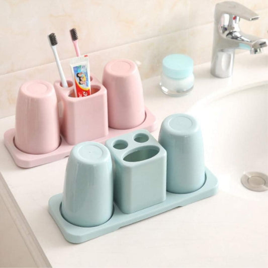 Double Cup Toothbrush Holder – Toothpaste & Brush Organizer - Saadiq.pk