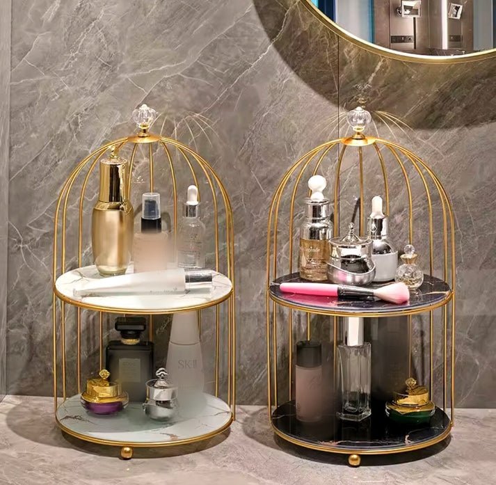 Double Layer Cosmetic Storage Cage – Makeup Organizer Box - Saadiq.pk