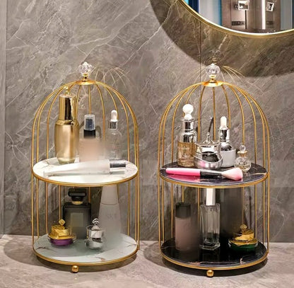 Double Layer Cosmetic Storage Cage – Makeup Organizer Box - Saadiq.pk