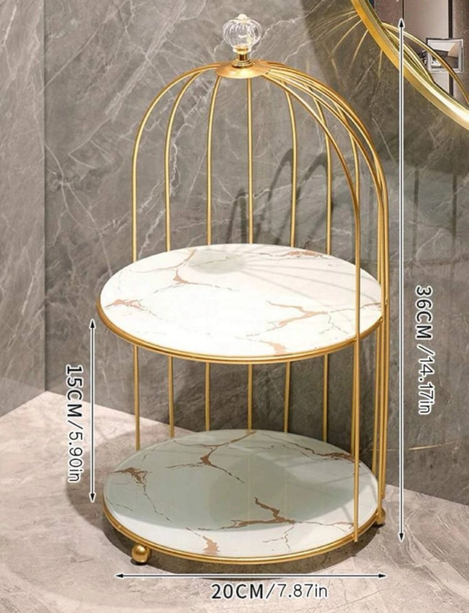 Double Layer Cosmetic Storage Cage – Makeup Organizer Box - Saadiq.pk