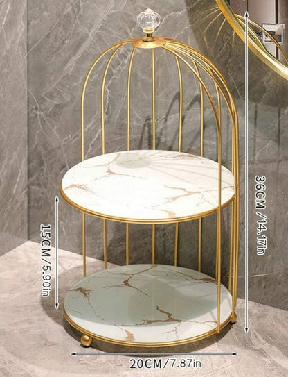 Double Layer Cosmetic Storage Cage – Makeup Organizer Box - Saadiq.pk